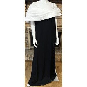 Tadashi Shoji Dalton Off The Shoulder Gown Black & White NWT Plus Size 24Q